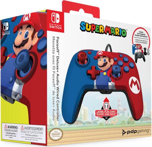 Mando Nintendo Switch Pdp Faceoff Wired Control+Audio Super Mario Azul/Rojo - Con cable y audio Mando Nintendo Switch Pdp Faceoff Wired Control+Audio Super Mario Azul/Rojo - Con cable y audio